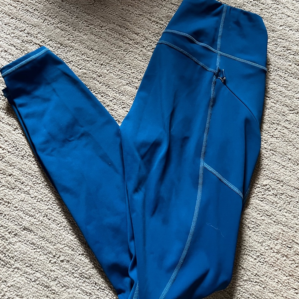 Athleta Blue Leggings with Zippers